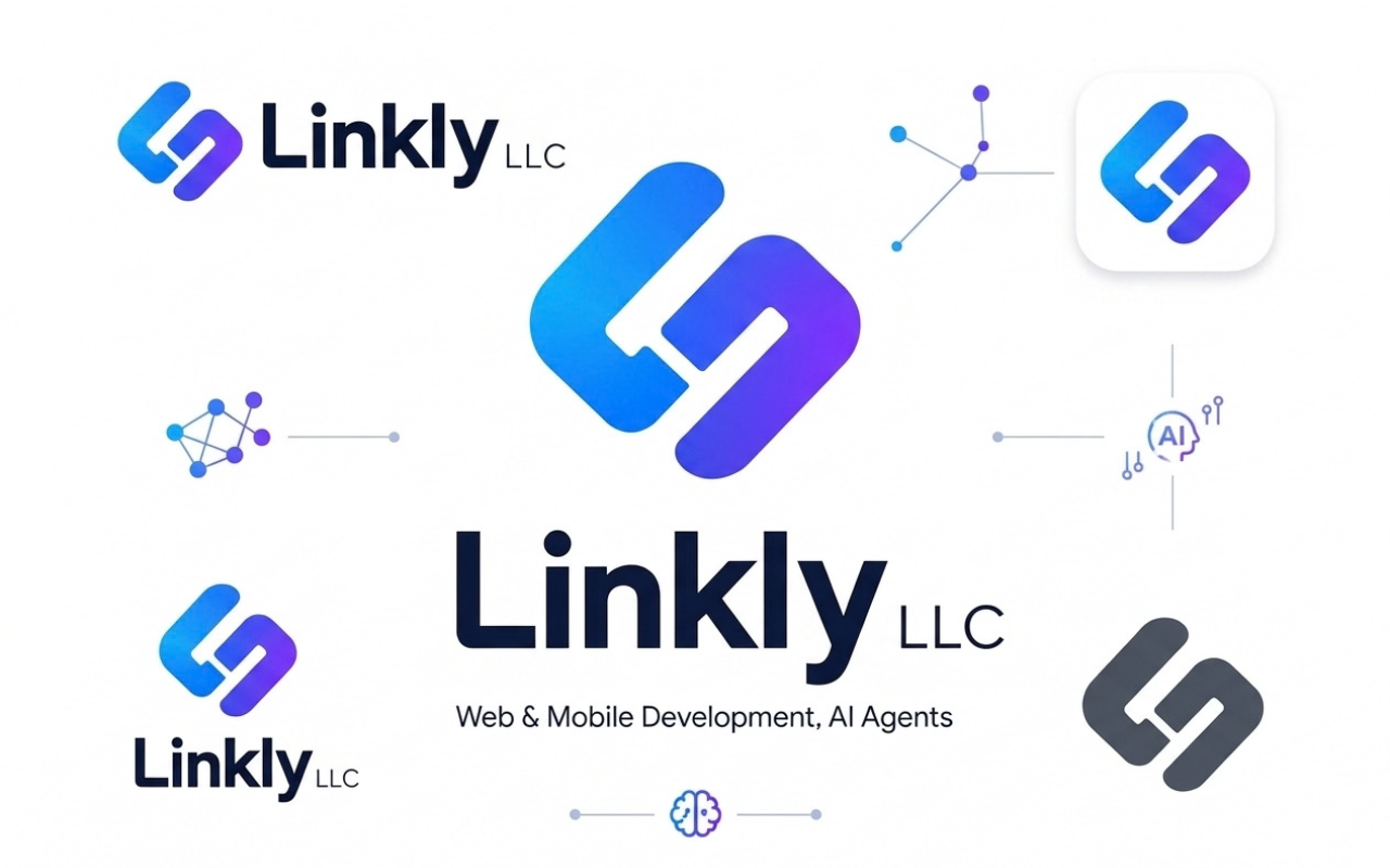 A Linkly LLC project dashboard open in a browser, showing a responsive web application interface built by the Linkly LLC team.